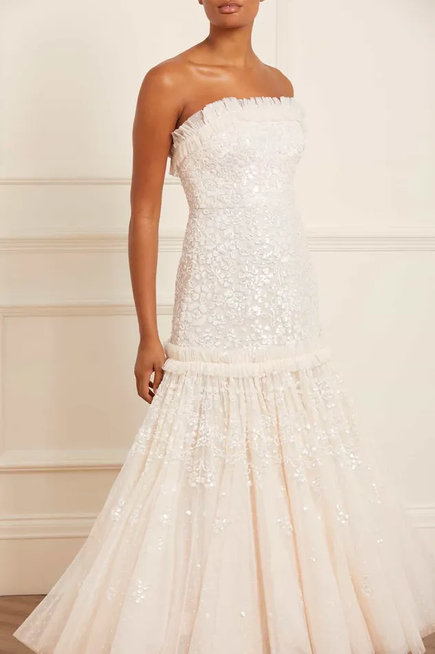 Needle and Thread Regal Rose Gloss Strapless Gown Champagne Women Embellished Dresses