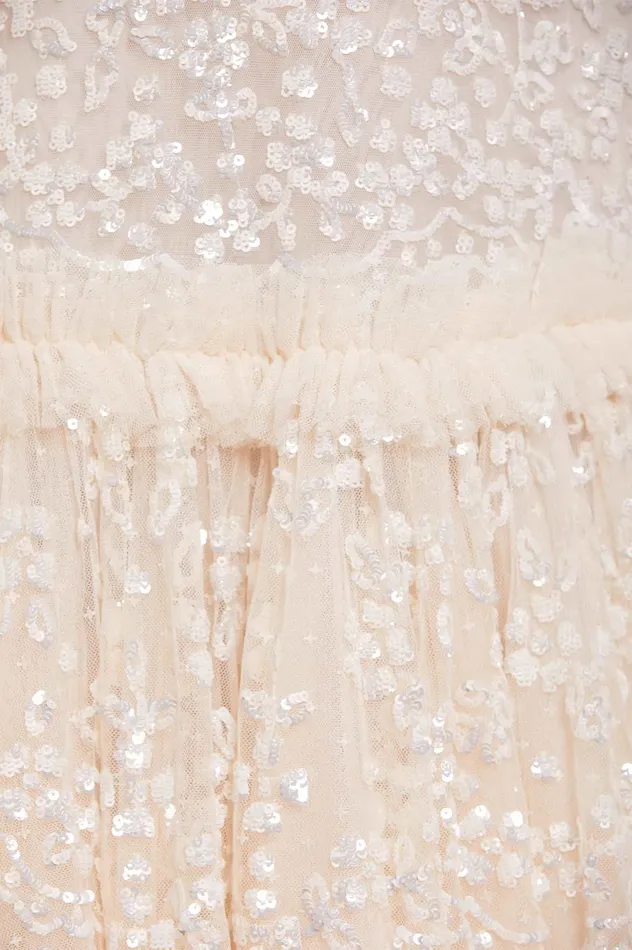 Needle and Thread Regal Rose Gloss Strapless Micro Mini Dress Champagne Women Embellished Dresses