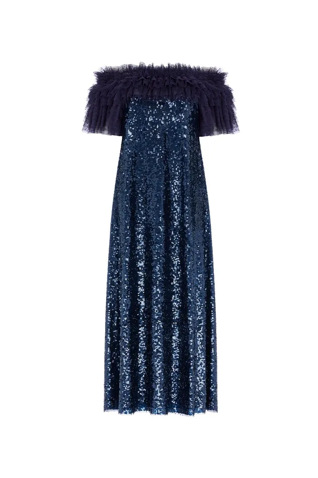 Needle and Thread Stephanie Ballerina Dress Blue Women Embellished Dresses