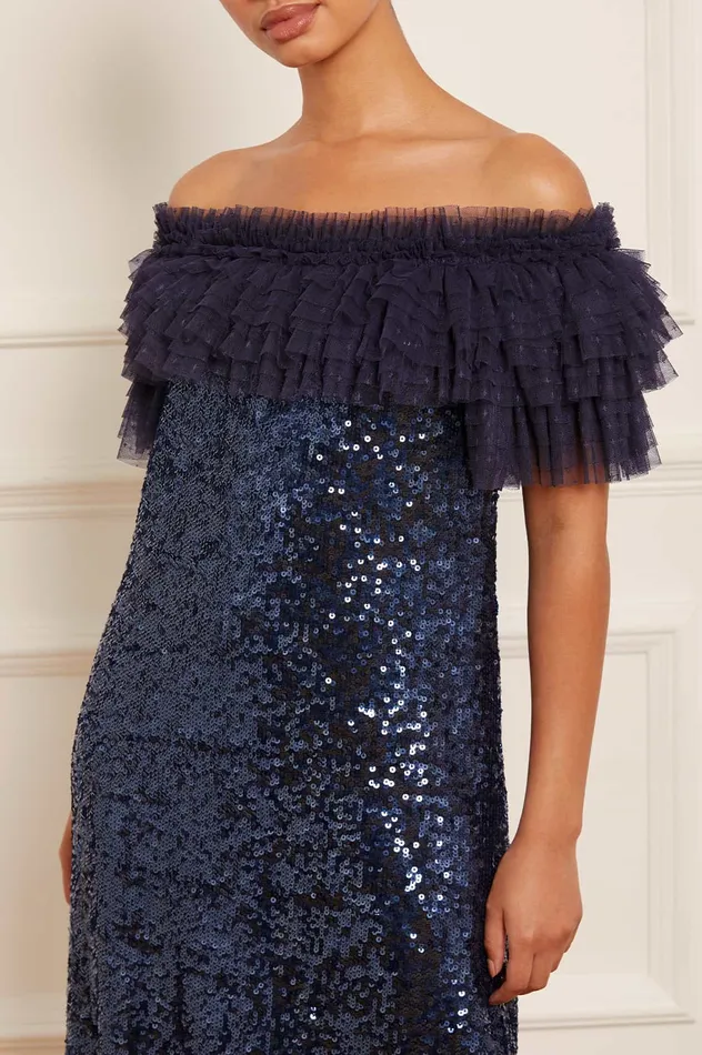 Needle and Thread Stephanie Ballerina Dress Blue Women Embellished Dresses