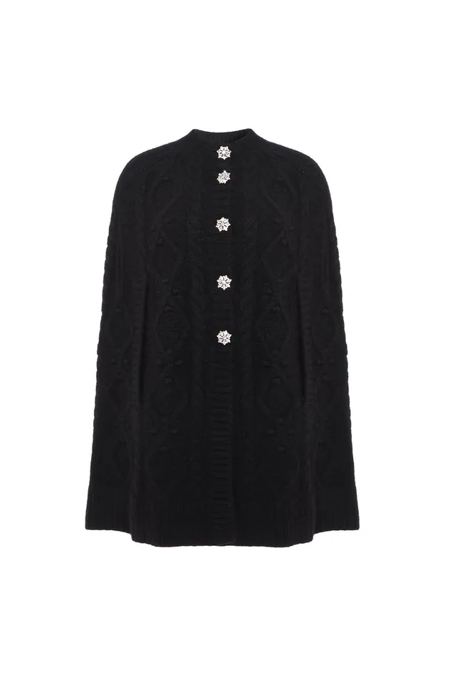 Needle and Thread Sylvie Cable Jewelled Knee Length Cape Black Women Capes