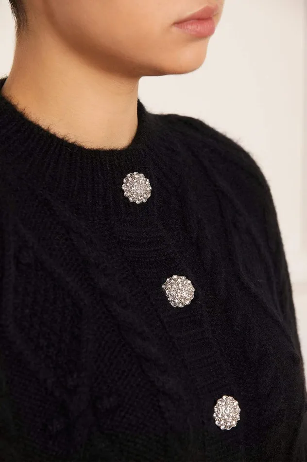 Needle and Thread Sylvie Cable Jewelled Knee Length Cape Black Women Capes