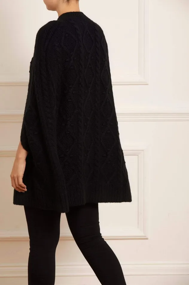 Needle and Thread Sylvie Cable Jewelled Knee Length Cape Black Women Capes