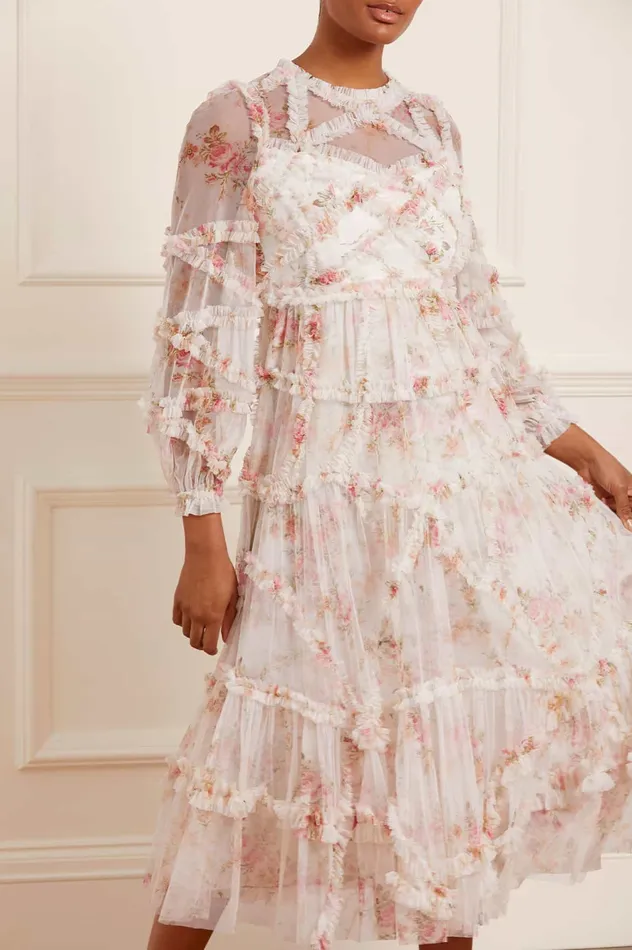 Needle and Thread Trailing Blooms Ruffle Ballerina Dress Multi Women Printed Dresses Needle and Thread Trailing Blooms Ruffle Ballerina Dress Multi Women Printed Dresses