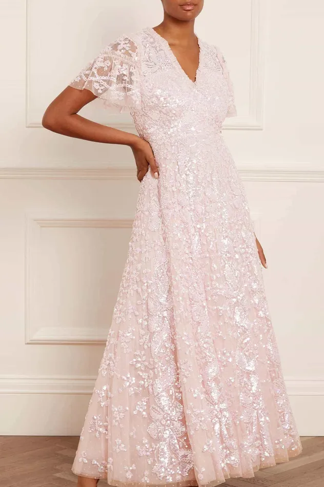 Needle and Thread Trailing Bow Gown Pink Women Embellished Dresses