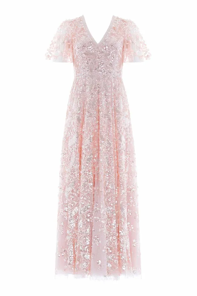 Needle and Thread Trailing Bow Gown Pink Women Embellished Dresses