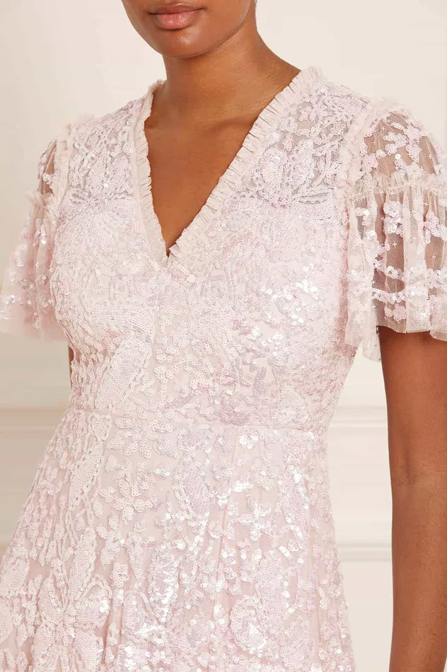 Needle and Thread Trailing Bow Gown Pink Women Embellished Dresses