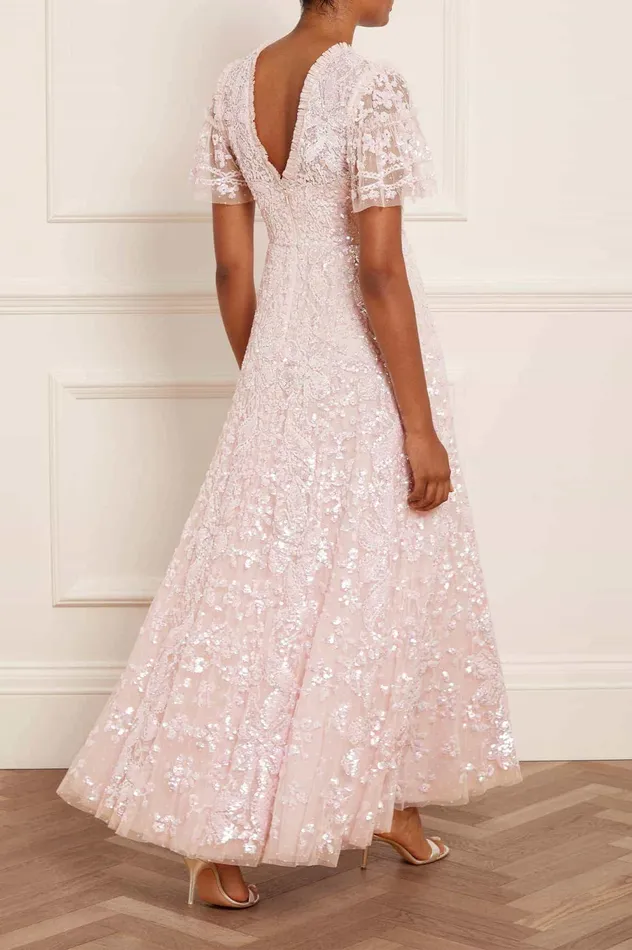 Needle and Thread Trailing Bow Gown Pink Women Embellished Dresses