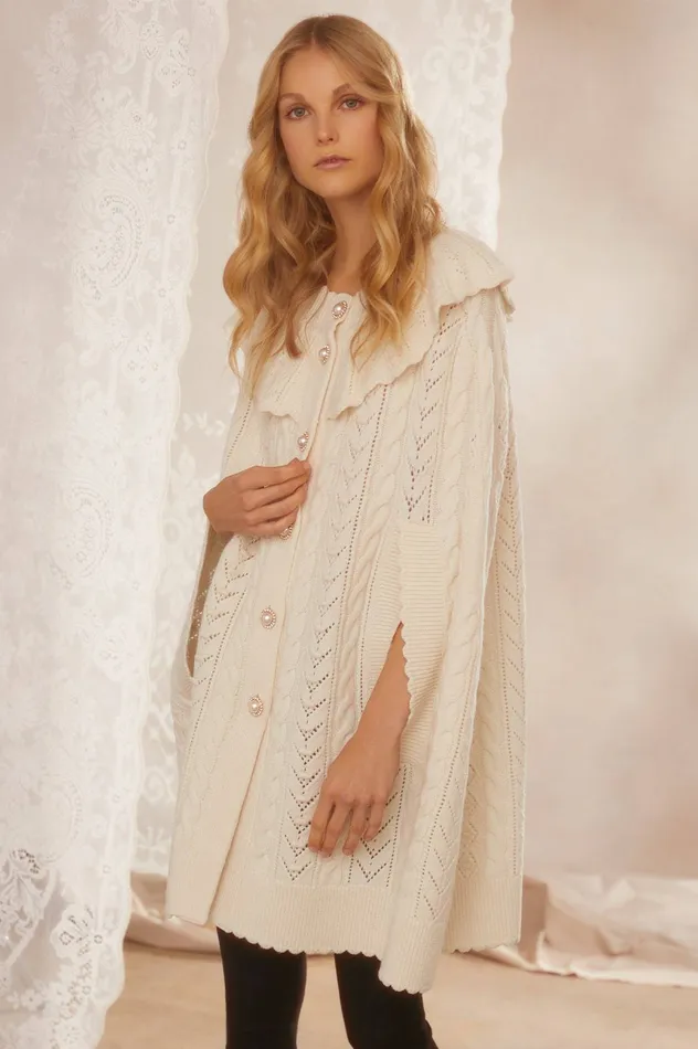 Needle and Thread Victoriana Cape Champagne Women Capes