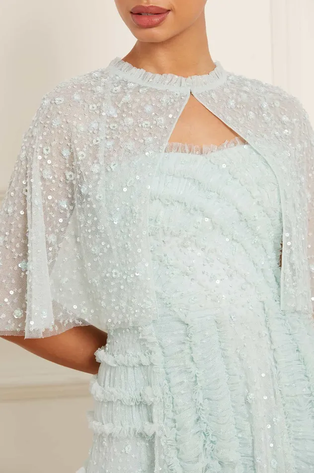 Needle and Thread Violet Shimmer Open Cape Green Women Capes