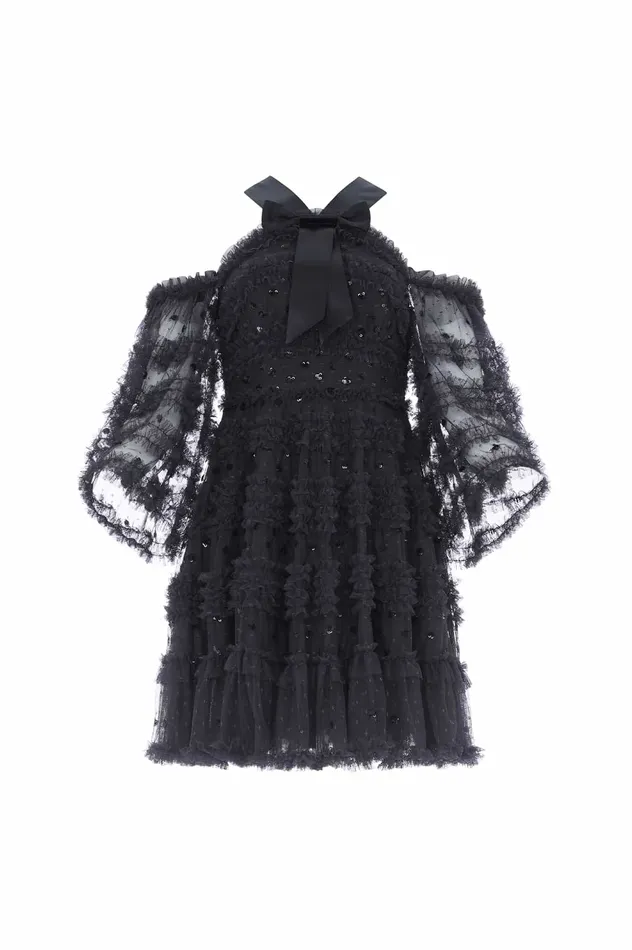 Needle and Thread Vivian Off Shoulder Micro Mini Dress Black Women Embellished Dresses Needle and Thread Vivian Off Shoulder Micro Mini Dress Black Women Embellished Dresses
