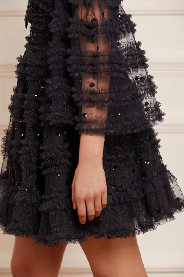 Needle and Thread Vivian Off Shoulder Micro Mini Dress Black Women Embellished Dresses Needle and Thread Vivian Off Shoulder Micro Mini Dress Black Women Embellished Dresses
