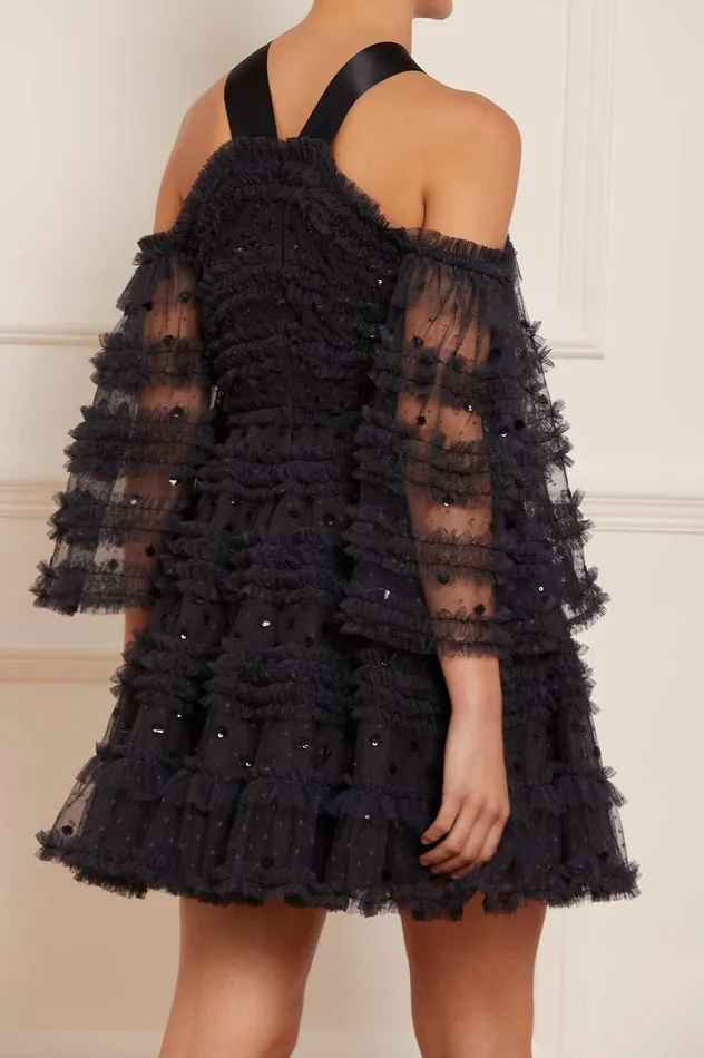 Needle and Thread Vivian Off Shoulder Micro Mini Dress Black Women Embellished Dresses Needle and Thread Vivian Off Shoulder Micro Mini Dress Black Women Embellished Dresses