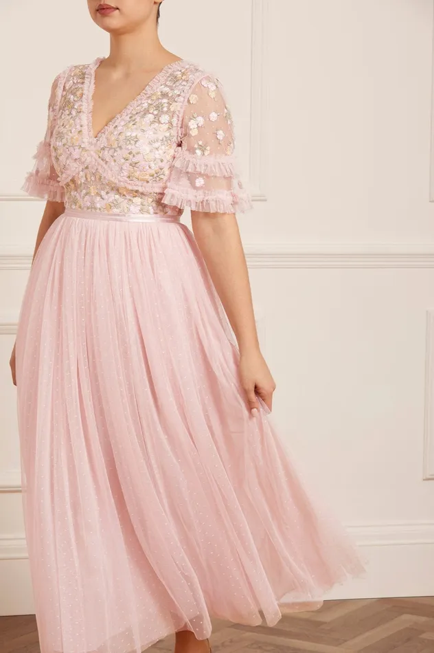 Needle and Thread Wildflower Ditsy Bodice Ankle Gown Pink Women Embroidered Dresses Needle and Thread Wildflower Ditsy Bodice Ankle Gown Pink Women Embroidered Dresses