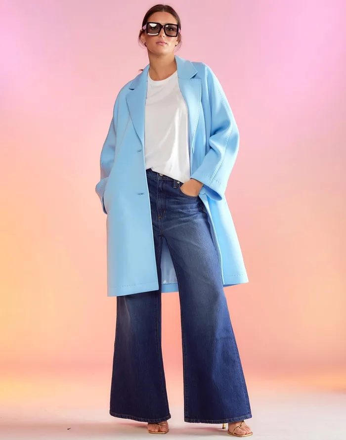 Neoprene Bonded Coat 8211 Blue Women Cynthia Rowley Jackets and Coats