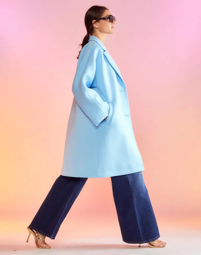 Neoprene Bonded Coat 8211 Blue Women Cynthia Rowley Jackets and Coats