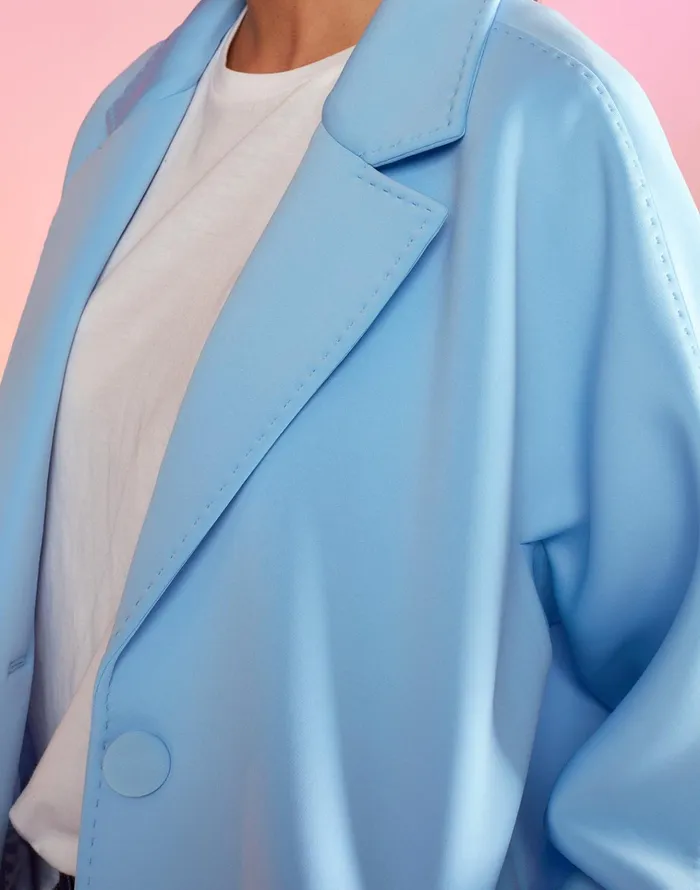 Neoprene Bonded Coat 8211 Blue Women Cynthia Rowley Jackets and Coats