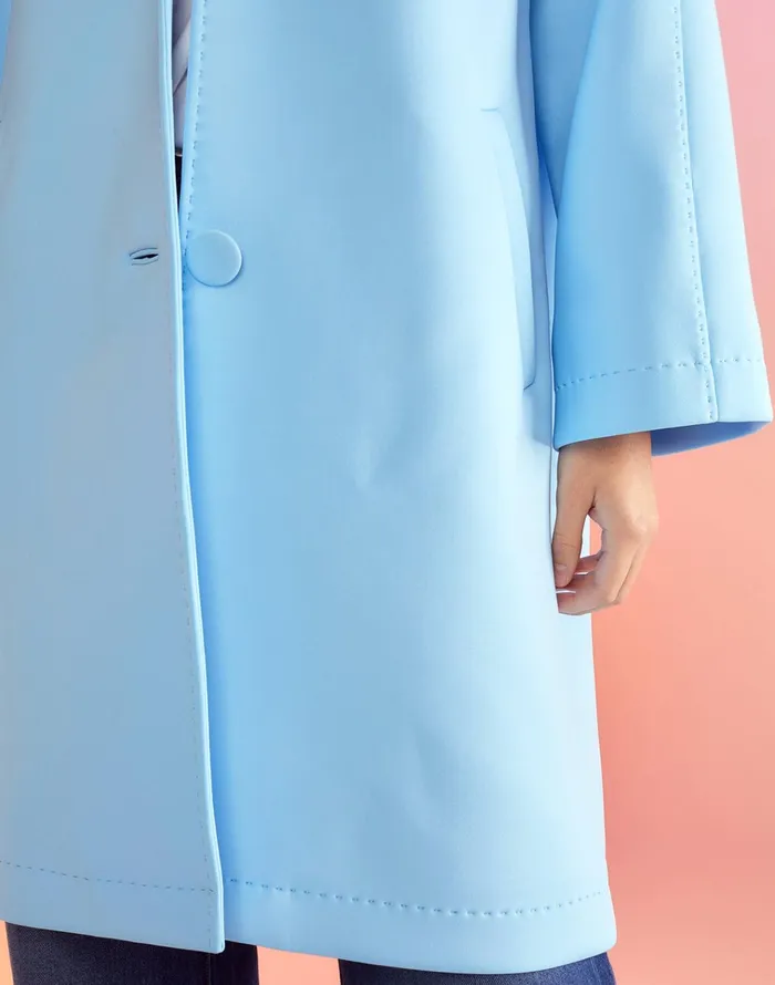 Neoprene Bonded Coat 8211 Blue Women Cynthia Rowley Jackets and Coats