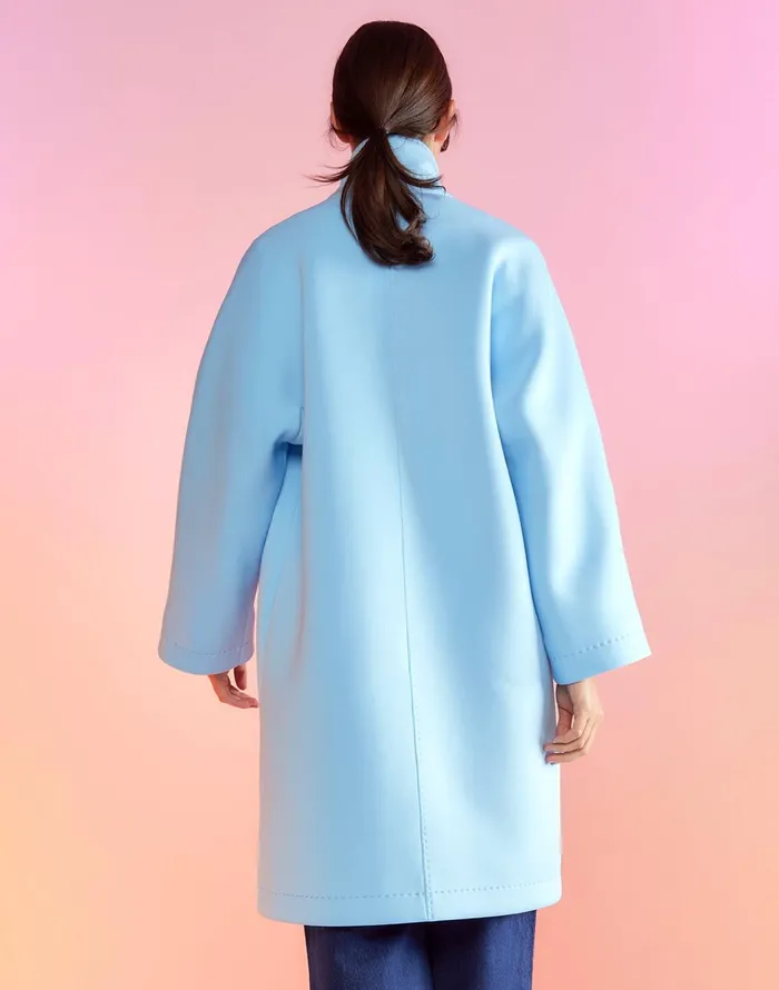 Neoprene Bonded Coat 8211 Blue Women Cynthia Rowley Jackets and Coats