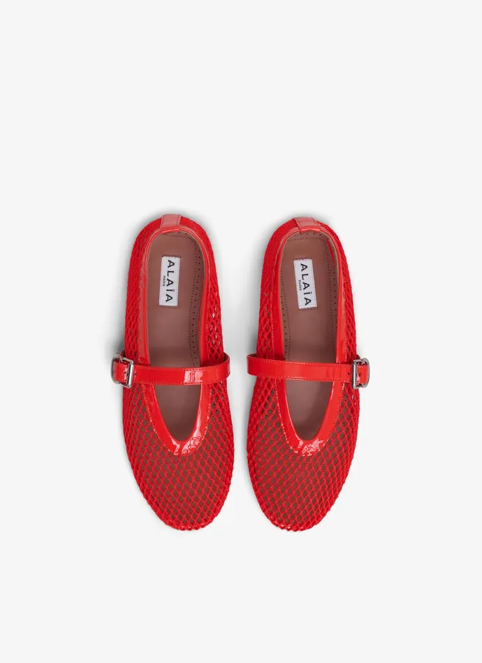 Orange BALLET FLATS IN FISHNET Women Alaa La Ballerine