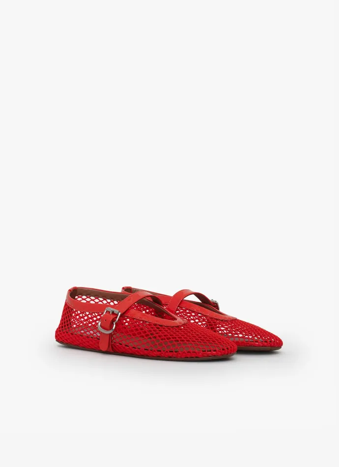 Orange BALLET FLATS IN FISHNET Women Alaa La Ballerine