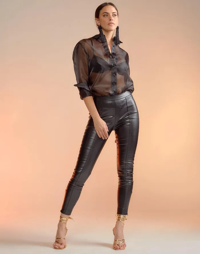 Organza Button Down Shirt 8211 Black Women Cynthia Rowley Tops