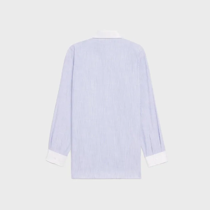 Oversized Shirt In Striped Cotton Craiebleu Women CELINE SHIRTS AND TOPS