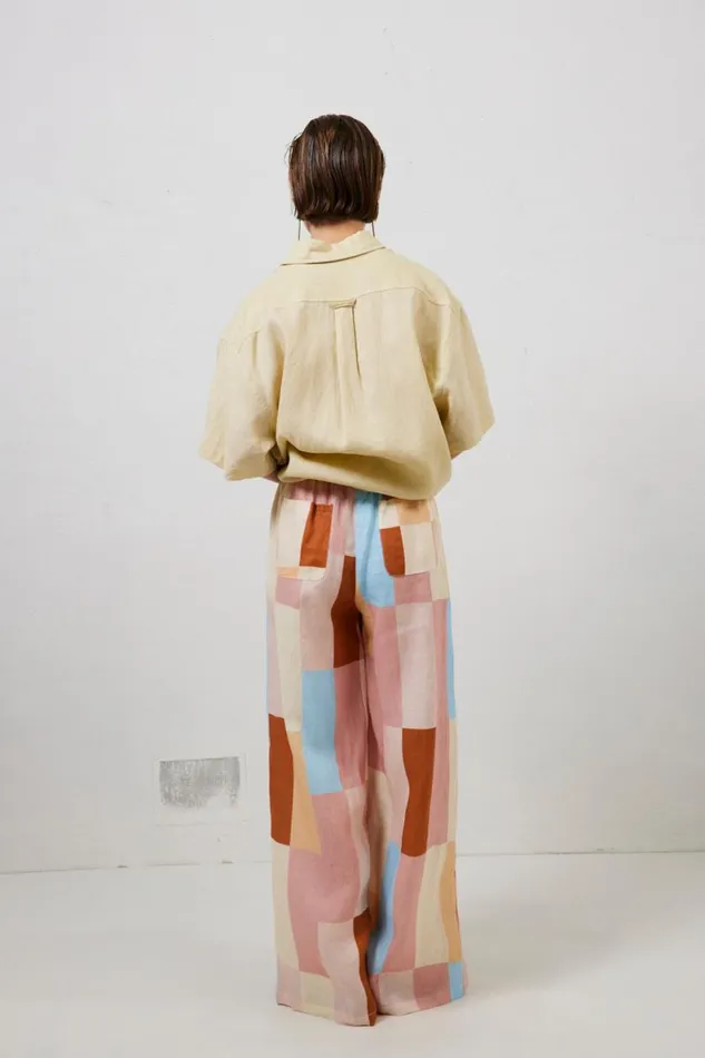 Pants Women VRG GRL Petra Linen Pants Patchwork Pants Women VRG GRL Petra Linen Pants Patchwork