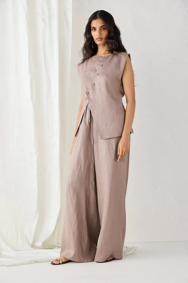 Pants Women VRG GRL Raya Linen Pants Mushroom