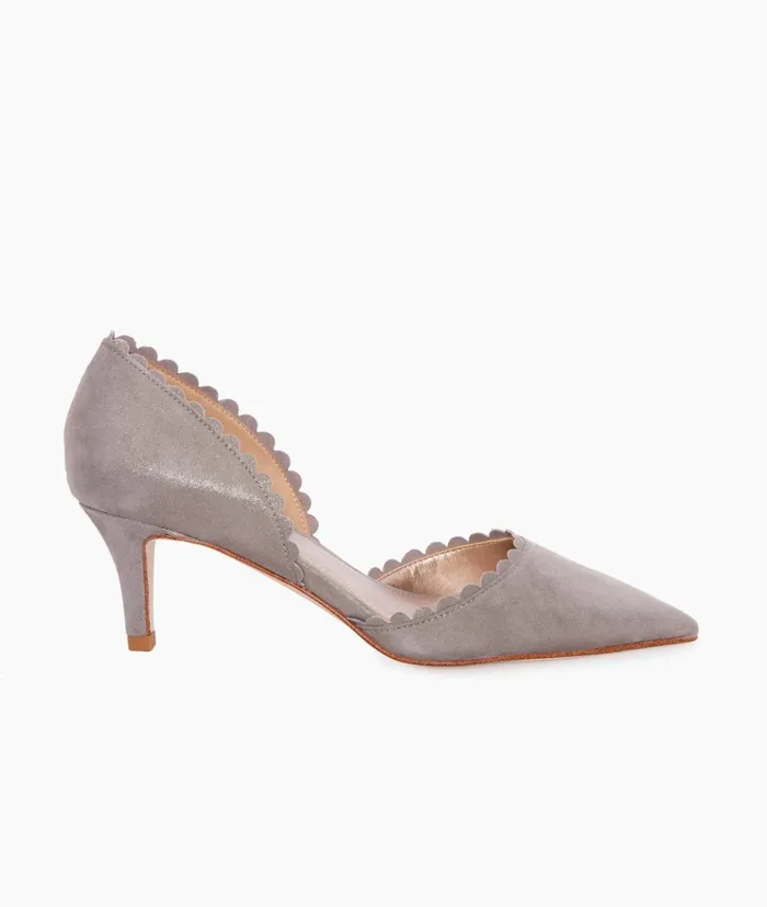 Pelle Moda Kenny Pump 8211 Pewter Pewter Shimmer Suede Women Low Heels