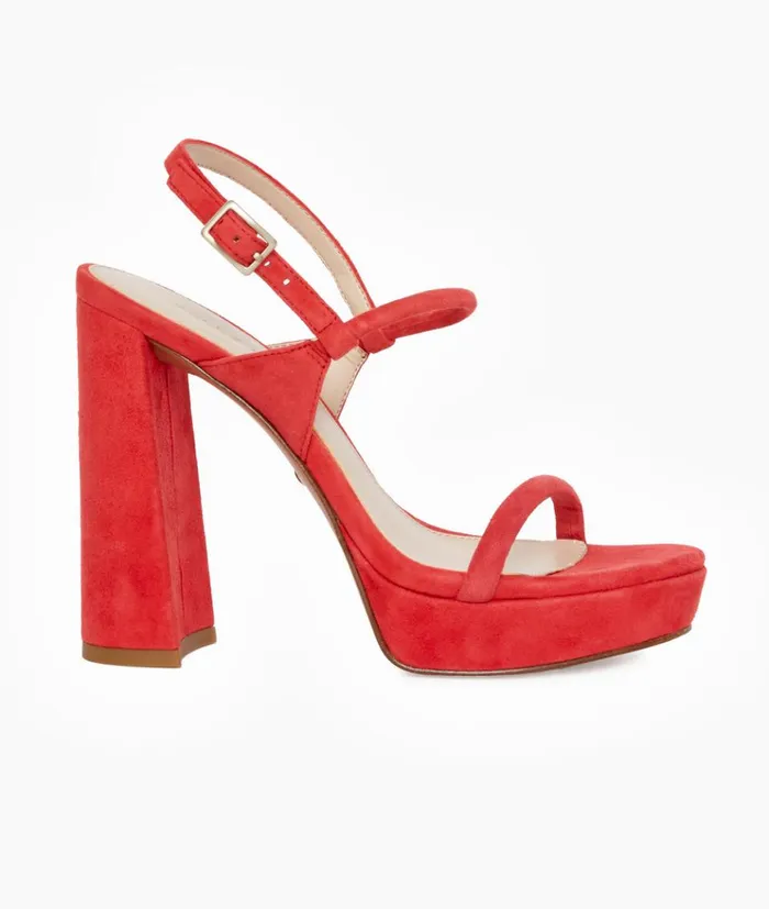 Pelle Moda Olina Platform 8211 Flame Flame Kid Suede Women High Heels