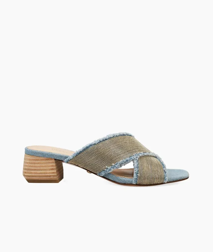 Pelle Moda Tash Slide 8211 Chambray Chambray Denim Women Sandals