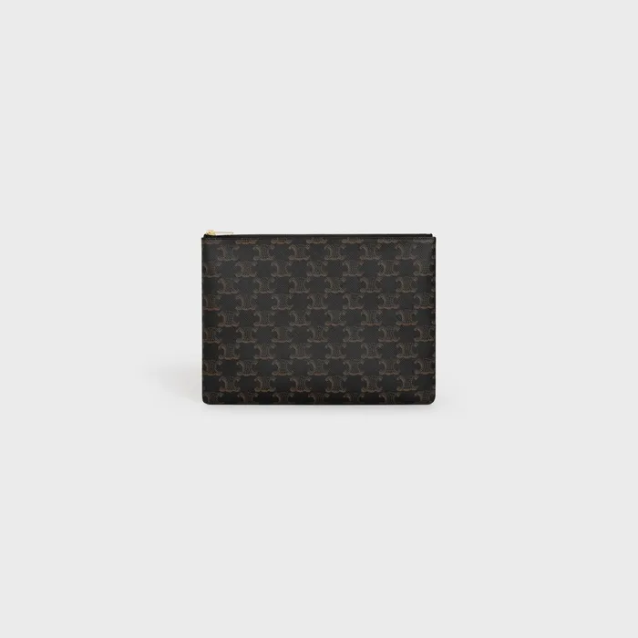Pouch In Triomphe Canvas Black Women CELINE TRIOMPHE CANVAS