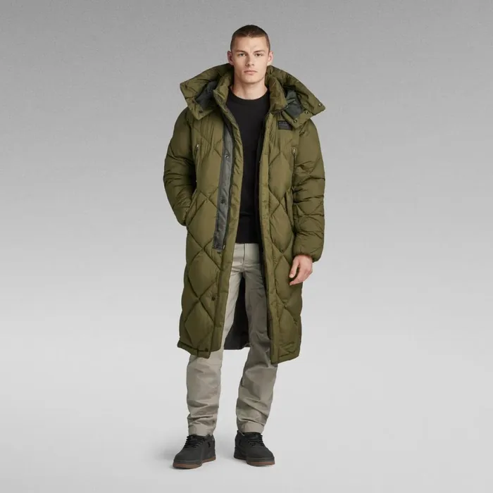 Puffer Jackets Men GStar RAW G Whistler XL Long Blanket Puffer Coat Dark Olive Puffer Jackets Men GStar RAW G Whistler XL Long Blanket Puffer Coat Dark Olive