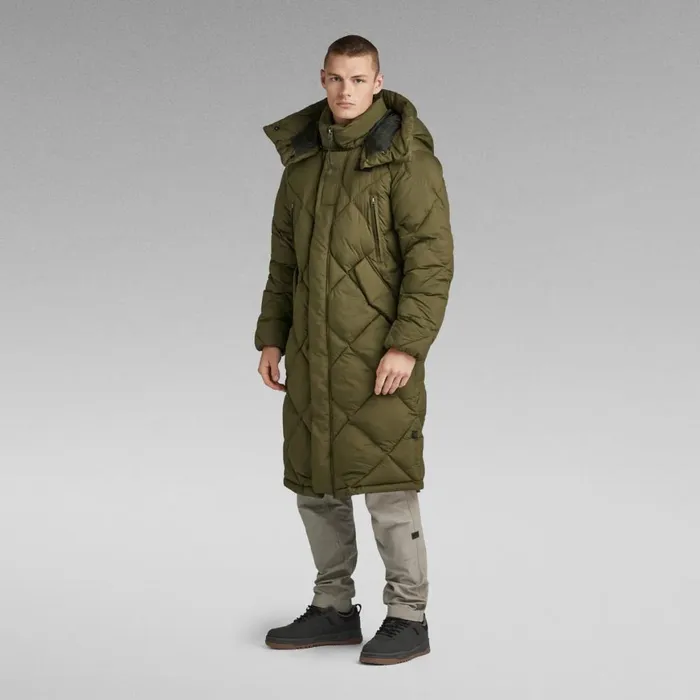 Puffer Jackets Men GStar RAW G Whistler XL Long Blanket Puffer Coat Dark Olive
