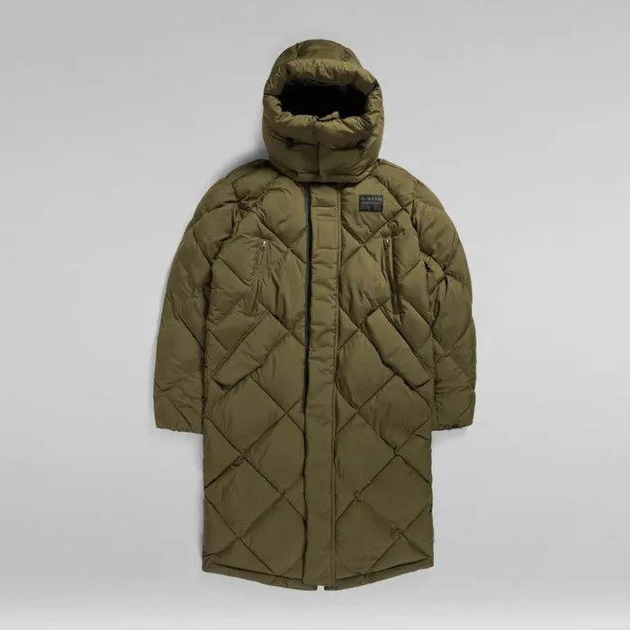 Puffer Jackets Men GStar RAW G Whistler XL Long Blanket Puffer Coat Dark Olive