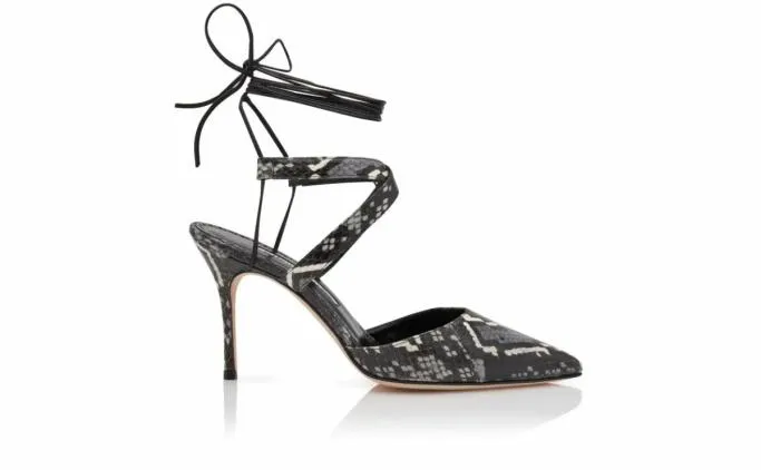Pumps Women Manolo Blahnik AMIRATBlack And White Snakeskin Ankle Tie Pumps Pumps Women Manolo Blahnik AMIRATBlack And White Snakeskin Ankle Tie Pumps