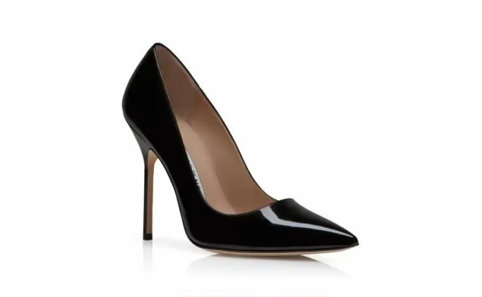 Pumps Women Manolo Blahnik BB 115Black Patent Leather Pointed Toe Pumps Pumps Women Manolo Blahnik BB 115Black Patent Leather Pointed Toe Pumps
