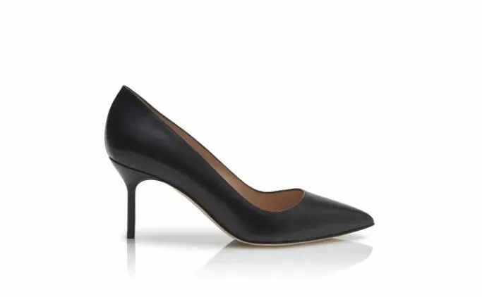 Pumps Women Manolo Blahnik BB CALF 70Black Calf Leather Pointed Toe Pumps Pumps Women Manolo Blahnik BB CALF 70Black Calf Leather Pointed Toe Pumps