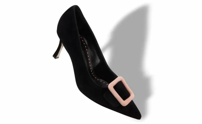 Pumps Women Manolo Blahnik MAYSALEPUMP 70Black And Light Beige Suede Buckle Pumps Pumps Women Manolo Blahnik MAYSALEPUMP 70Black And Light Beige Suede Buckle Pumps