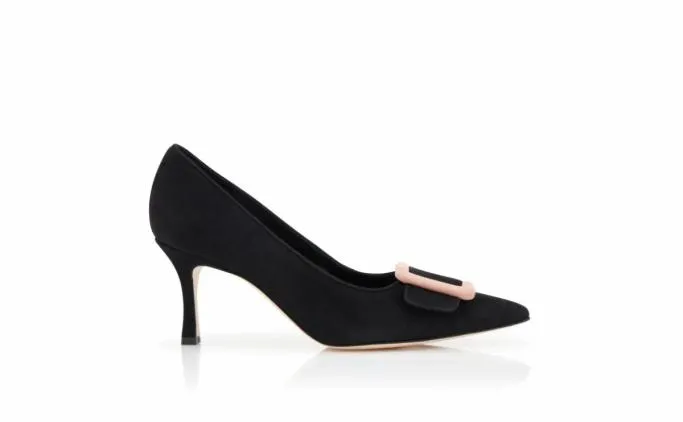 Pumps Women Manolo Blahnik MAYSALEPUMP 70Black And Light Beige Suede Buckle Pumps Pumps Women Manolo Blahnik MAYSALEPUMP 70Black And Light Beige Suede Buckle Pumps