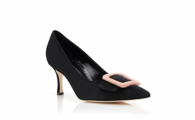 Pumps Women Manolo Blahnik MAYSALEPUMP 70Black And Light Beige Suede Buckle Pumps Pumps Women Manolo Blahnik MAYSALEPUMP 70Black And Light Beige Suede Buckle Pumps