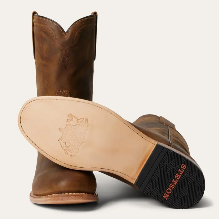 Ropers Men Stetson Puncher Boots Oily Brown