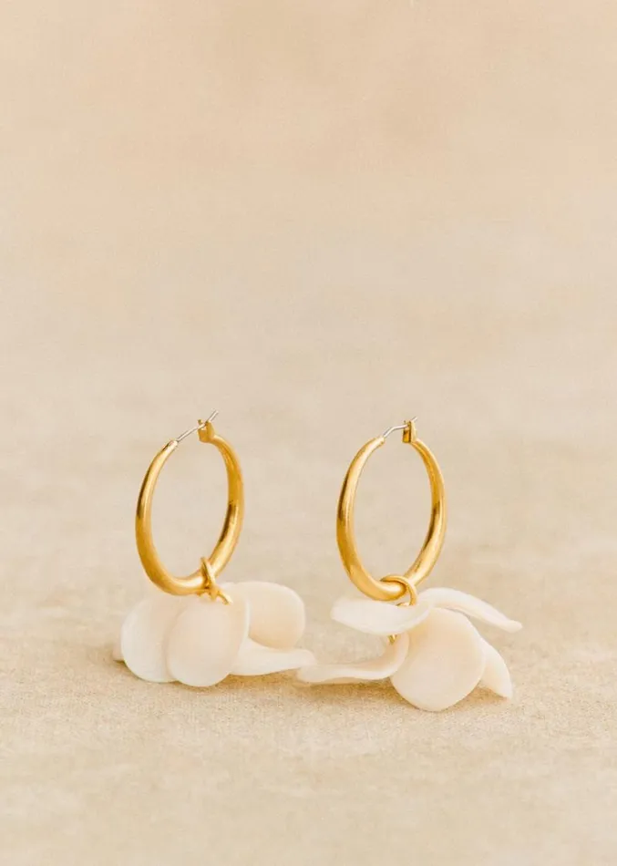 Szane Earrings Womens Flora Hoops Ecru