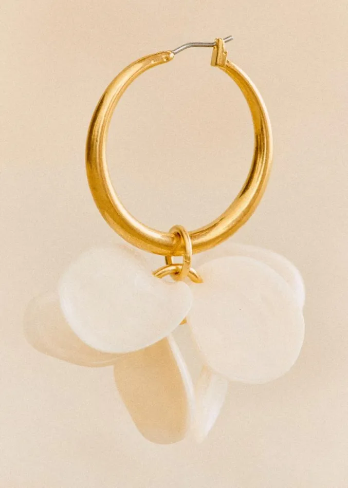Szane Earrings Womens Flora Hoops Ecru