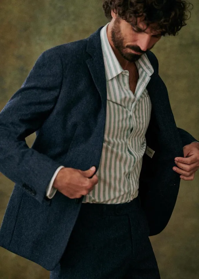 Szane Jackets and Coats Mens Lucas Tweed Jacket Mottled Blue