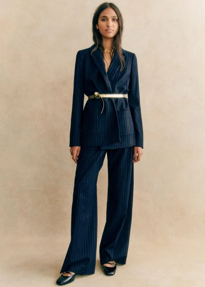 Szane Jackets and Coats Womens Romane Jacket Navy and Ecru Stripes