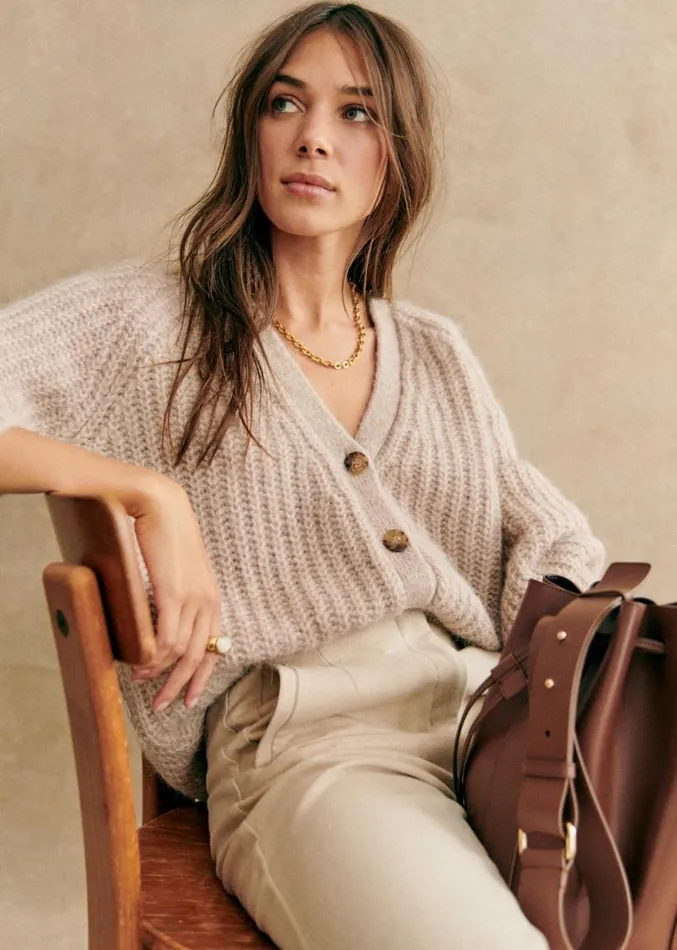 Szane Knitwear Womens Basile Cardigan Light Beige