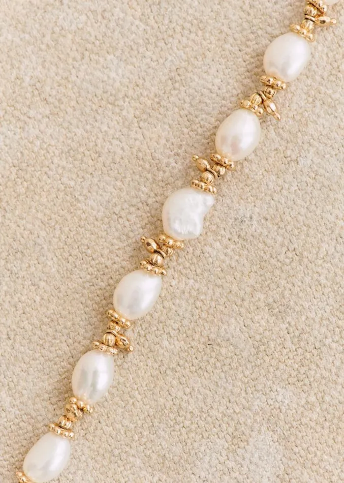 Szane Rings and Bracelets Womens Milo Ankle Bracelet Gold With Mother Of Pearl