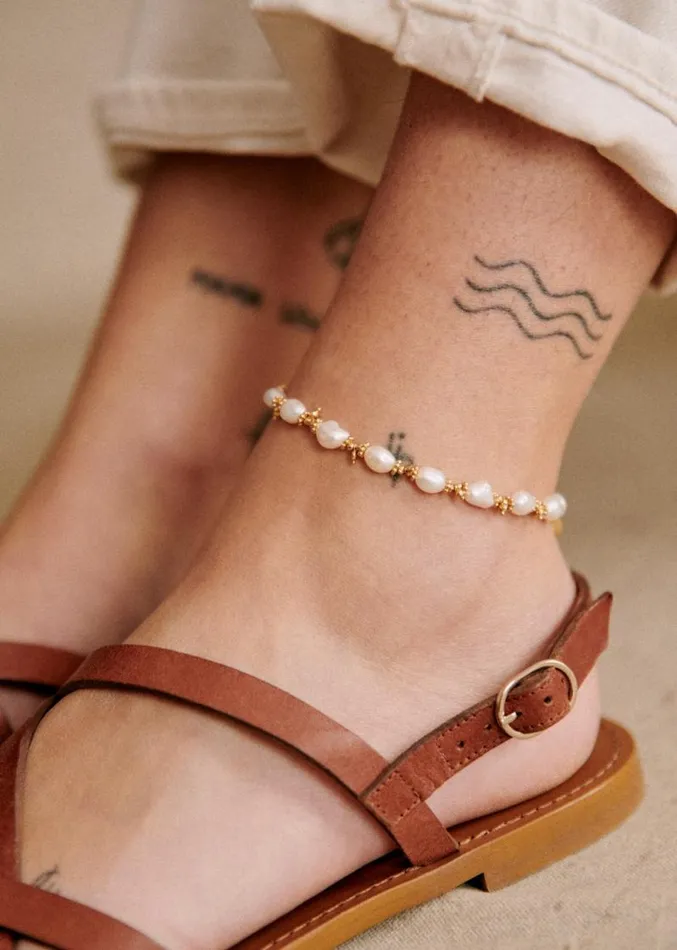 Szane Rings and Bracelets Womens Milo Ankle Bracelet Gold With Mother Of Pearl